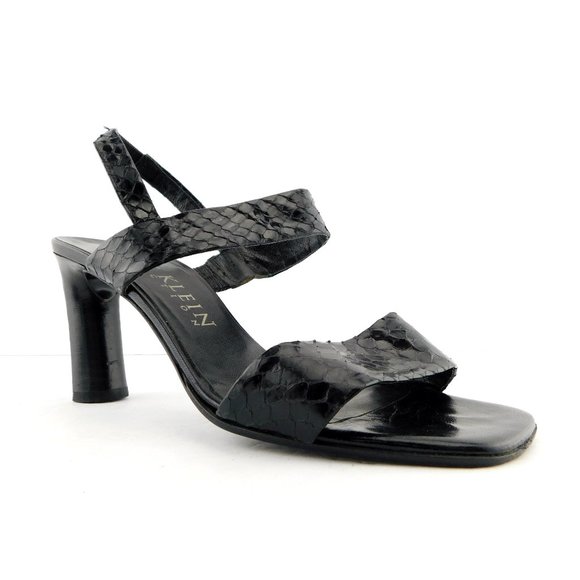 ANNE KLEIN Collection Black Snake Skin Sling Back Heel Sandals 7.5 - Picture 1 of 10